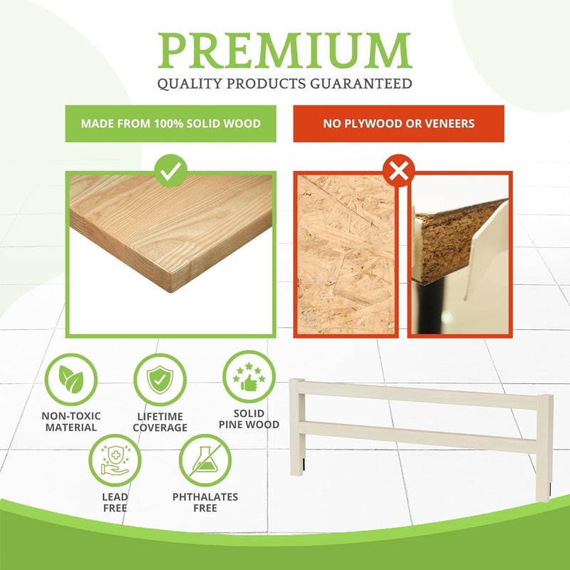 CC KITS Safety Guard Rail for Baby, Kids, and Children - Solid Wood Safety Bed Rail for Toddlers - Easy Installation - Premium Protection for Bunk, Twin, Full, Queen and King Size Beds - (Pearl) - Image 4